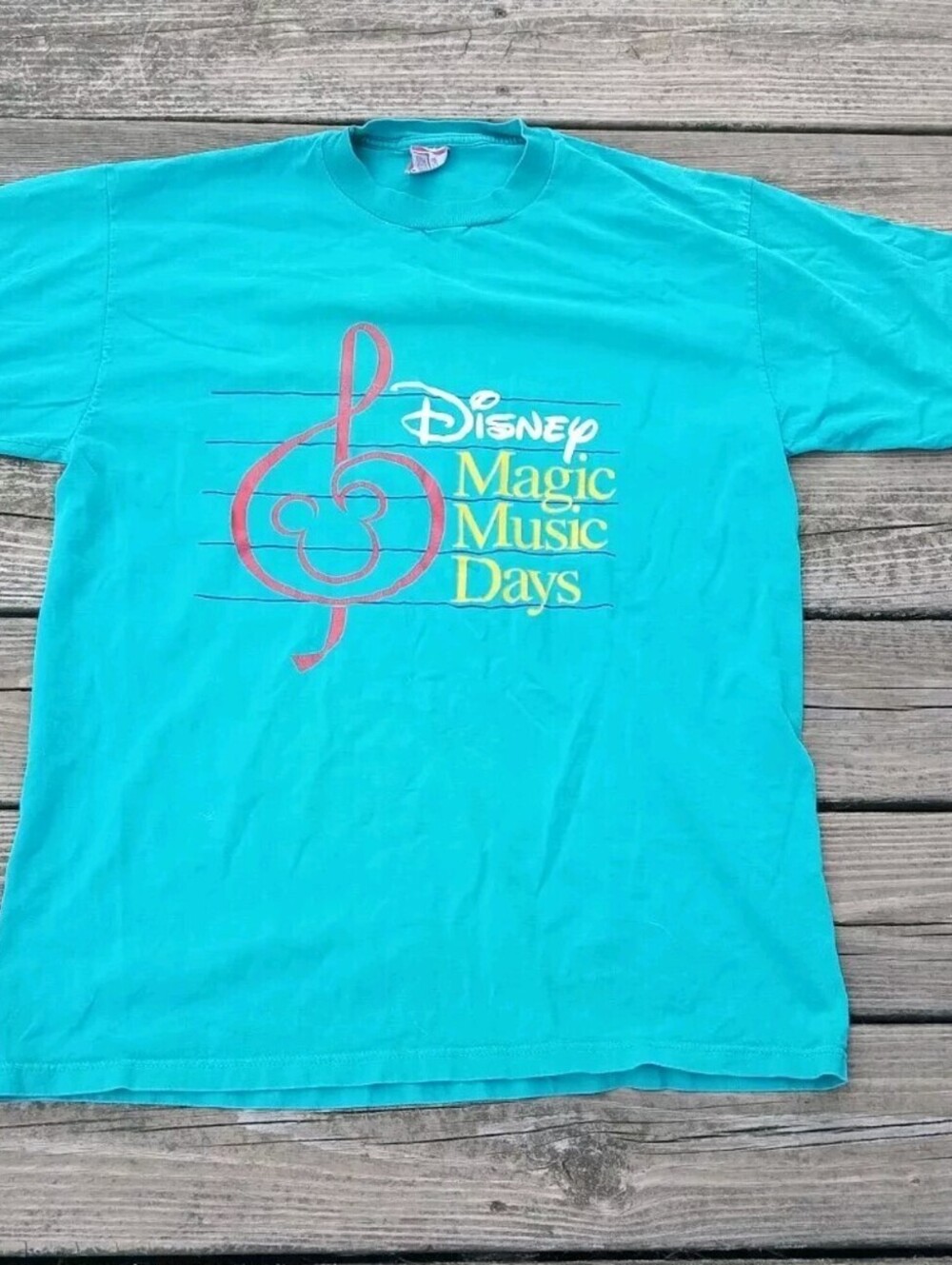 Vintage Disney Magic Music Days T-Shirt Men's Size XL OSFA 90s Mickey Mouse Teal